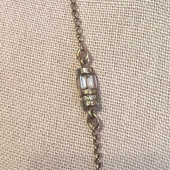 Beautiful Gold Tone Rhinestone Long Chain Necklace - Picture 2 of 4